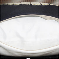 HKM-581523 Black and White Cotton and Linen Cushion Cover, 45x45 cm
