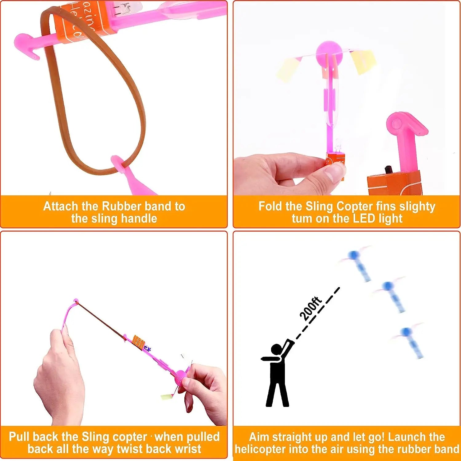 HKM-581523 LED Flying Finger Rocket Toy Set - 4 Pcs Outdoor Play for Ages 2 and Up