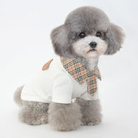 HKM-581523 Summer Lightweight Cotton Dog Polo Shirt - Black and White Choices for Small Dogs