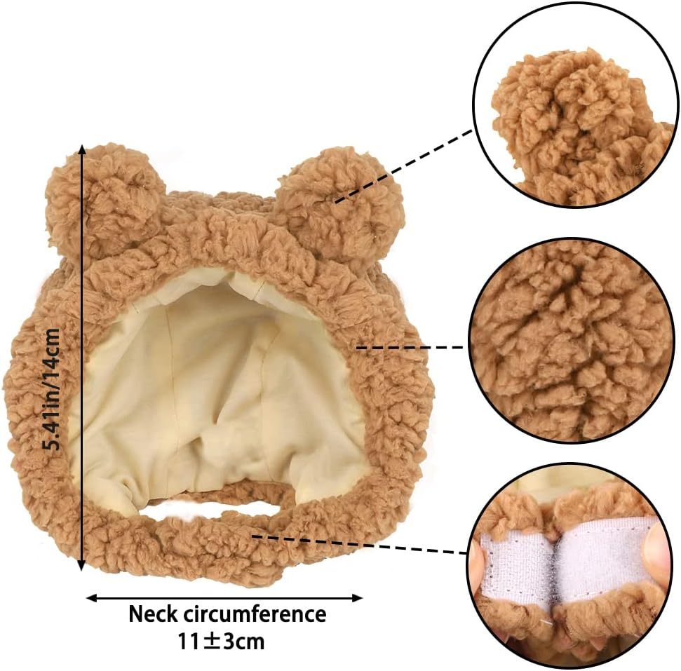 HKM-581587 Cozy Cat Bear Hat - Warm, Soft Headwear for Small Pets