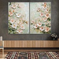 HKM-581651 Handmade Oil Painting on Canvas - 3D Texture Floral Modern Abstract Art for Home Decor