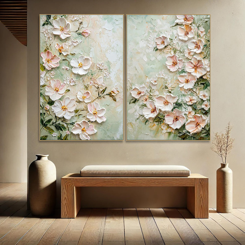 KTX-581651 Handmade Oil Painting on Canvas - 3D Texture Floral Modern Abstract Art for Home Decor