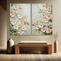 HKM-581651 Handmade Oil Painting on Canvas - 3D Texture Floral Modern Abstract Art for Home Decor