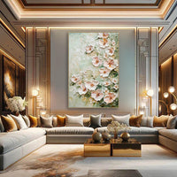 HKM-581651 Handmade Oil Painting on Canvas - 3D Texture Floral Modern Abstract Art for Home Decor