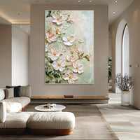HKM-581651 Handmade Oil Painting on Canvas - 3D Texture Floral Modern Abstract Art for Home Decor