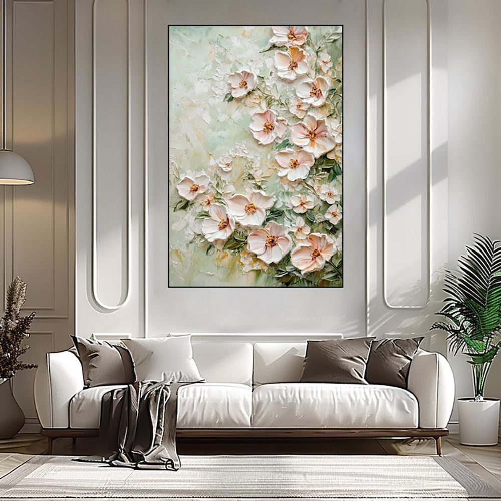 KTX-581651 Handmade Oil Painting on Canvas - 3D Texture Floral Modern Abstract Art for Home Decor