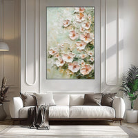 HKM-581651 Handmade Oil Painting on Canvas - 3D Texture Floral Modern Abstract Art for Home Decor