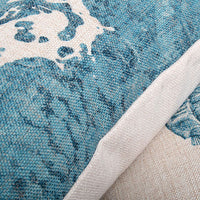HKM-581715 Blue Mediterranean Ocean Style Cotton Pillowcase with Starfish and Coral Print
