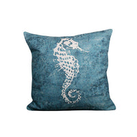 HKM-581715 Blue Mediterranean Ocean Style Cotton Pillowcase with Starfish and Coral Print