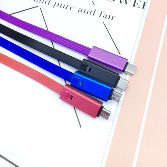 HKM-581907 1.5M USB Charging Cable - TPE Environmental Material, Aluminum Alloy Shell, Available in Black, Blue, Purple, Red