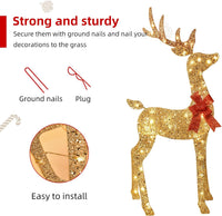 HKM-581907 3-Piece Lighted Outdoor Reindeer Family Set with 145 LED Lights - Elegant Holiday Yard Decoration