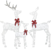 HKM-581907 3-Piece Lighted Outdoor Reindeer Family Set with 145 LED Lights - Elegant Holiday Yard Decoration