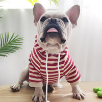 HKM-581971 Hooded Striped Cotton Dog T-Shirt for Autumn and Winter - Parent-Child Matching Sizes