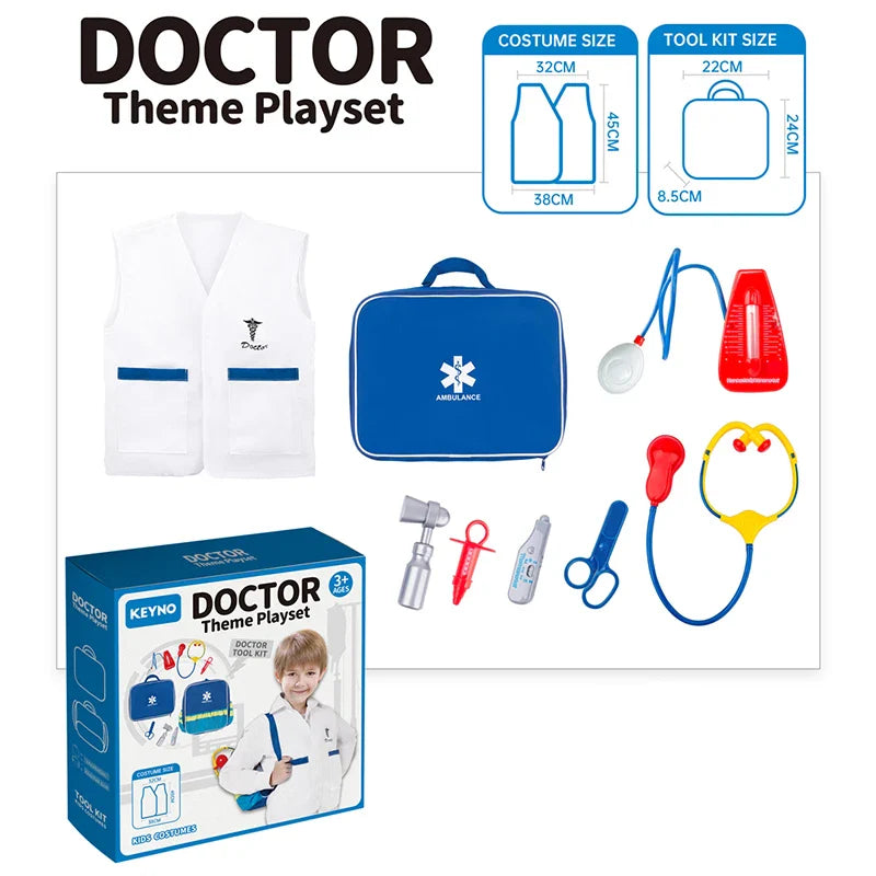 KTX-581971 Kids Doctor Role Play Toy Set with Medical Backpack and Uniform for Pretend Play