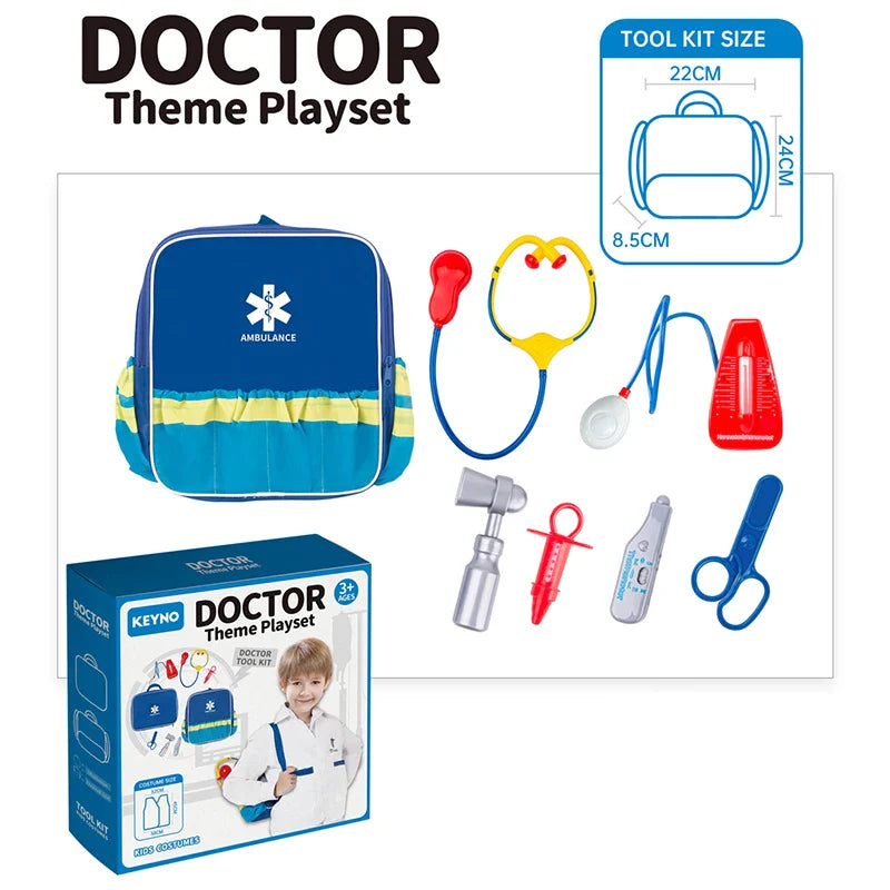 KTX-581971 Kids Doctor Role Play Toy Set with Medical Backpack and Uniform for Pretend Play