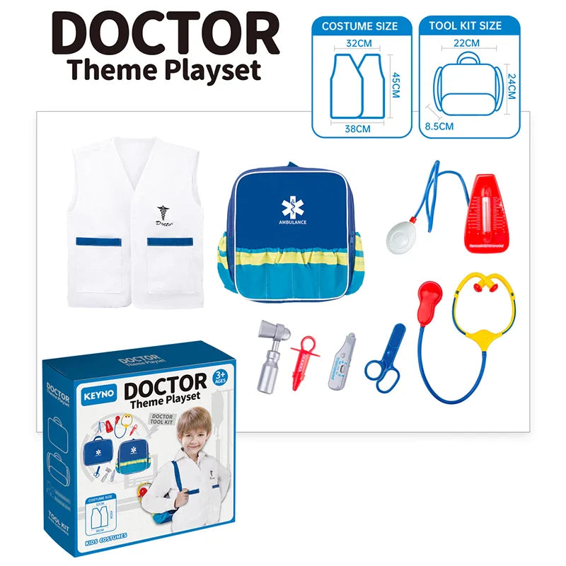KTX-581971 Kids Doctor Role Play Toy Set with Medical Backpack and Uniform for Pretend Play