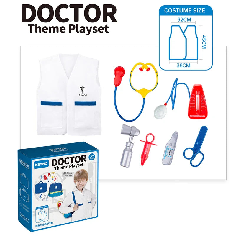 KTX-581971 Kids Doctor Role Play Toy Set with Medical Backpack and Uniform for Pretend Play