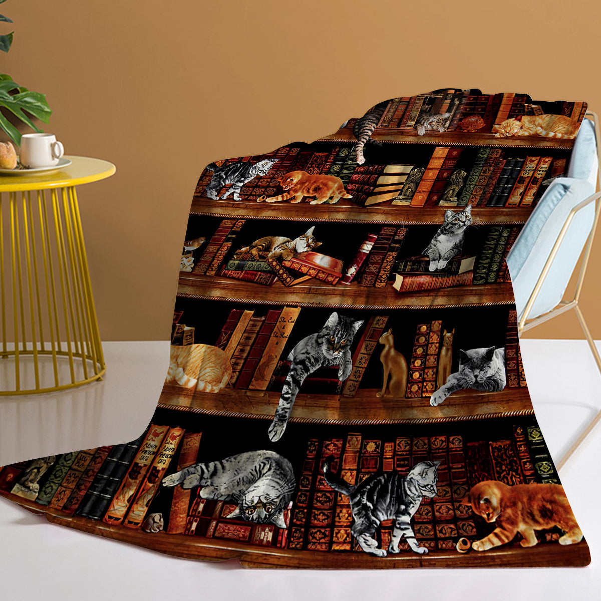 HKM-582035 Vintage Kitten Flannel Blanket – Soft Fleece Throw for Couch, Bed, or Nursery