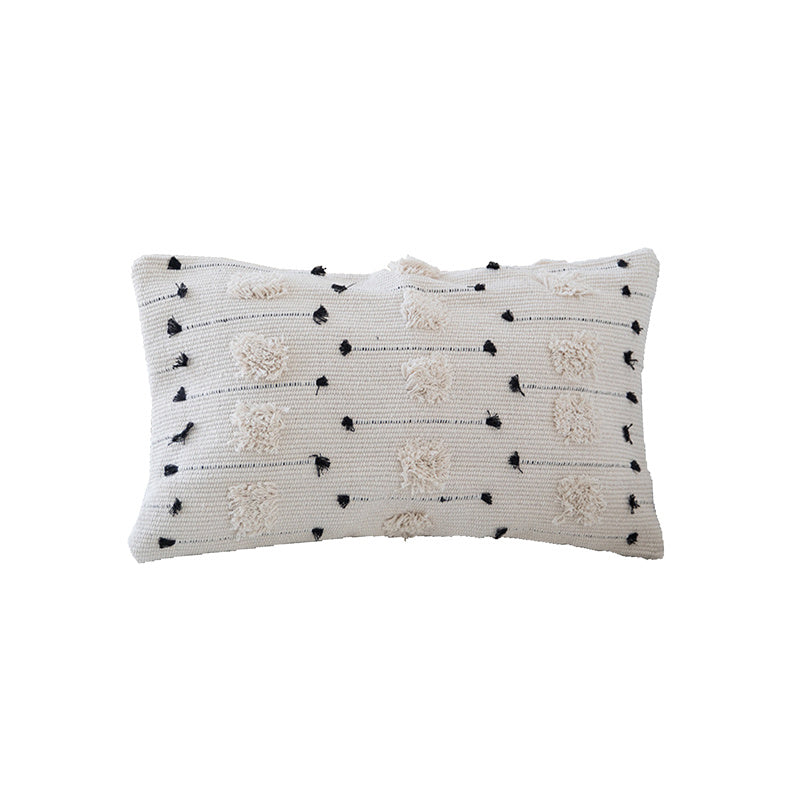 HKM-582099 Cotton Linen Cushion Cover - Cut Flower Tufted Design, 30x50cm & 45x45cm Options