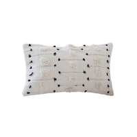 HKM-582099 Cotton Linen Cushion Cover - Cut Flower Tufted Design, 30x50cm & 45x45cm Options