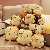 HKM-582163 Plush Bread-Shaped Pillow and Pouch - Soft Slice and Loaf Designs for Comfort