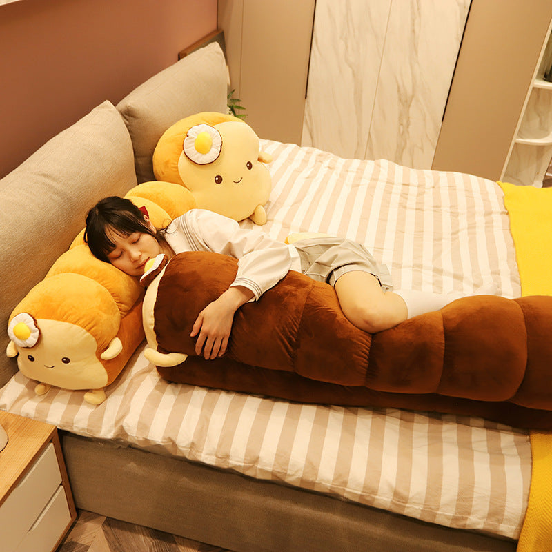 HKM-582163 Plush Bread-Shaped Pillow and Pouch - Soft Slice and Loaf Designs for Comfort