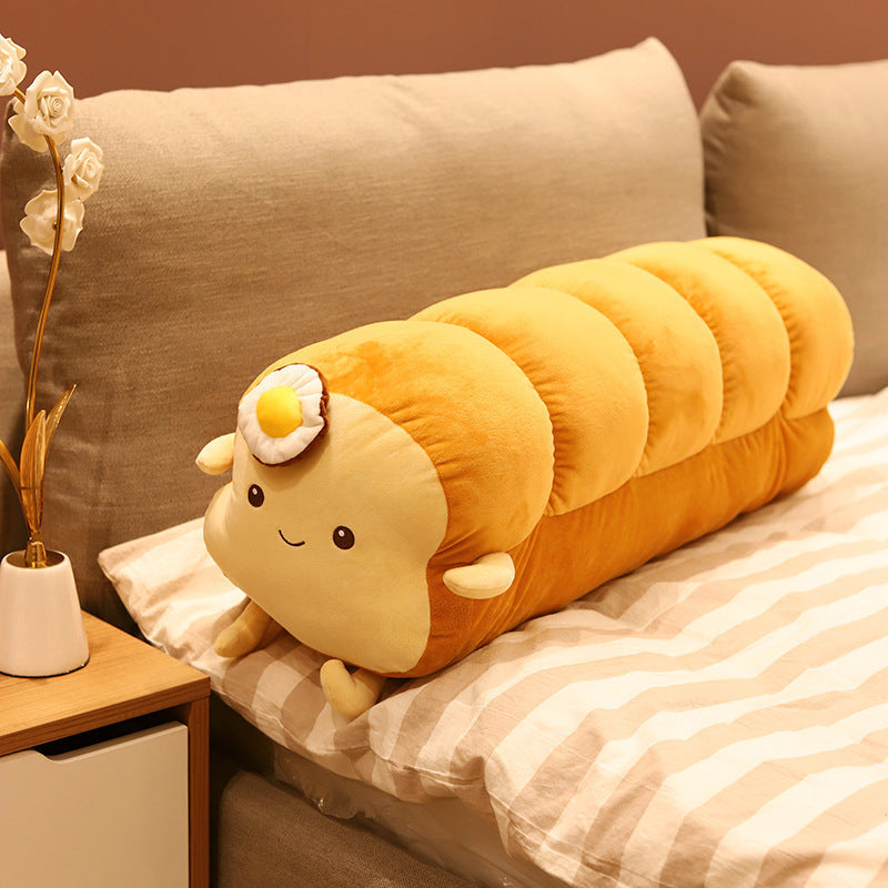HKM-582163 Plush Bread-Shaped Pillow and Pouch - Soft Slice and Loaf Designs for Comfort