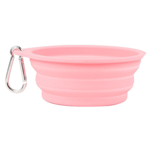 HKM-582227 Portable Silicone Folding Dog Bowl for Drinking and Eating - Dual-Purpose Pet Basin, Multiple Colors Available