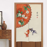 HKM-582419 Elegant Chinese Style Fabric Door Curtain - Multiple Size Options Available