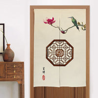HKM-582419 Elegant Chinese Style Fabric Door Curtain - Multiple Size Options Available