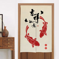 HKM-582419 Elegant Chinese Style Fabric Door Curtain - Multiple Size Options Available