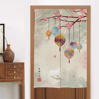 HKM-582419 Elegant Chinese Style Fabric Door Curtain - Multiple Size Options Available
