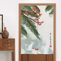 HKM-582419 Elegant Chinese Style Fabric Door Curtain - Multiple Size Options Available