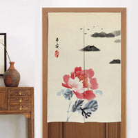 HKM-582419 Elegant Chinese Style Fabric Door Curtain - Multiple Size Options Available