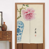 HKM-582419 Elegant Chinese Style Fabric Door Curtain - Multiple Size Options Available