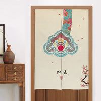 HKM-582419 Elegant Chinese Style Fabric Door Curtain - Multiple Size Options Available