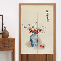 HKM-582419 Elegant Chinese Style Fabric Door Curtain - Multiple Size Options Available