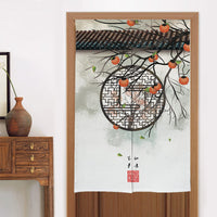 HKM-582419 Elegant Chinese Style Fabric Door Curtain - Multiple Size Options Available
