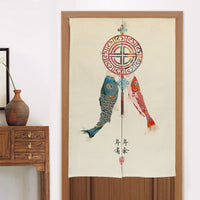 HKM-582419 Elegant Chinese Style Fabric Door Curtain - Multiple Size Options Available