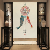 HKM-582419 Elegant Chinese Style Fabric Door Curtain - Multiple Size Options Available