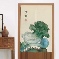 HKM-582419 Elegant Chinese Style Fabric Door Curtain - Multiple Size Options Available