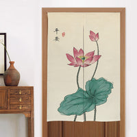 HKM-582419 Elegant Chinese Style Fabric Door Curtain - Multiple Size Options Available