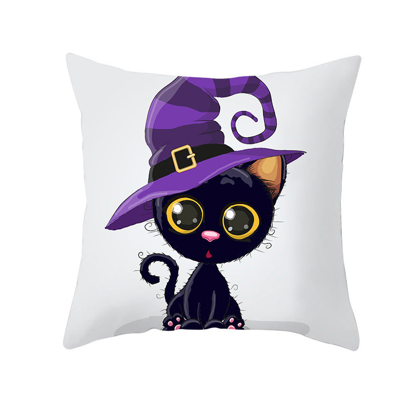 HKM-582419 Halloween Themed Single-Sided Digital Print Peach Skin Pillowcase - 44cm x 44cm