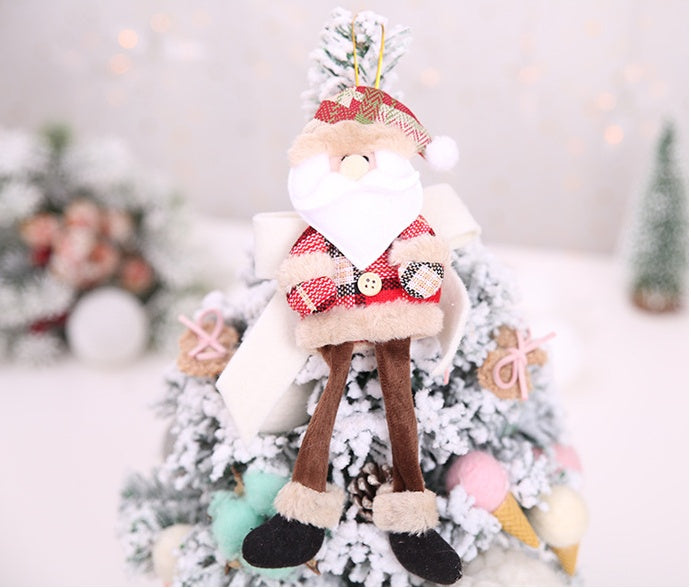 HKM-582483 Plaid Cloth Christmas Tree Ornaments - Hanging Doll Pendants in Assorted Designs