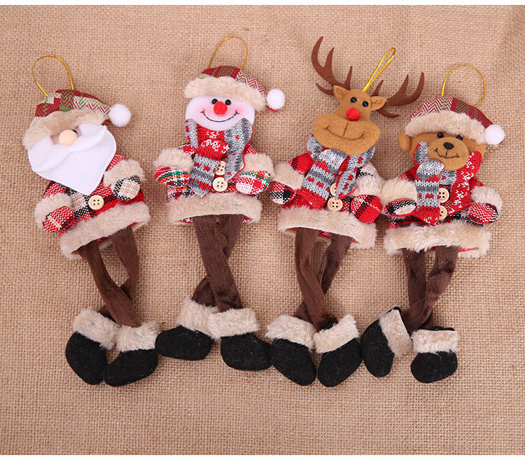 HKM-582483 Plaid Cloth Christmas Tree Ornaments - Hanging Doll Pendants in Assorted Designs