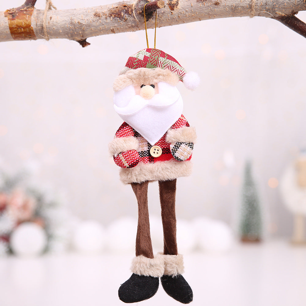 HKM-582483 Plaid Cloth Christmas Tree Ornaments - Hanging Doll Pendants in Assorted Designs