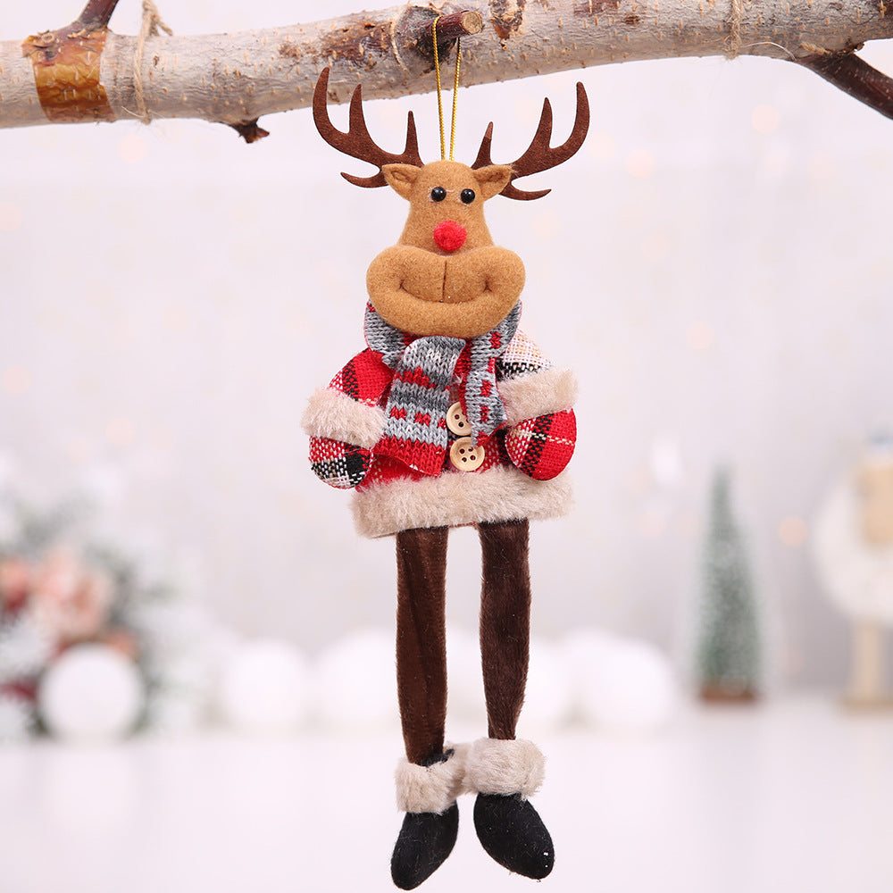 HKM-582483 Plaid Cloth Christmas Tree Ornaments - Hanging Doll Pendants in Assorted Designs
