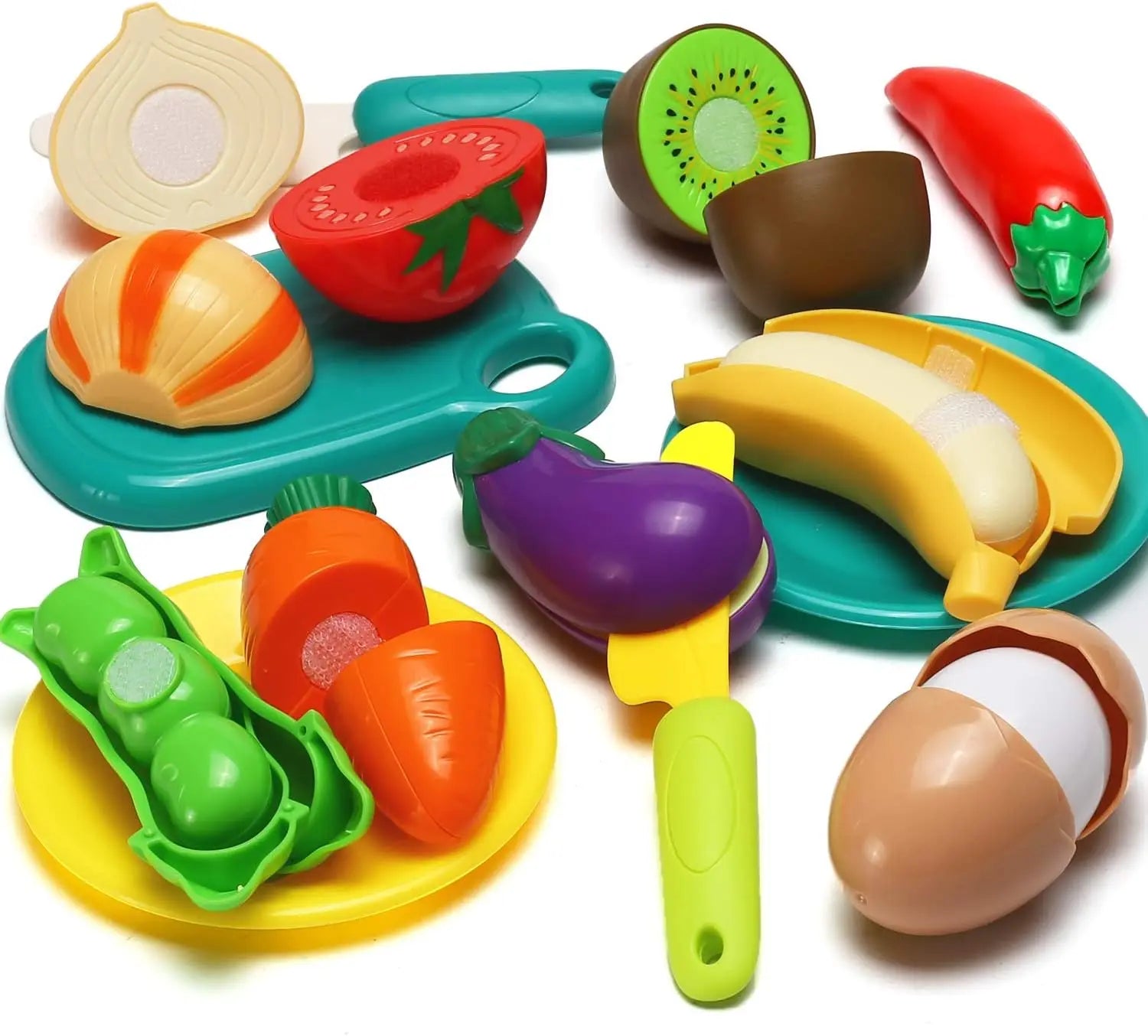 KTX-582547 Kid's Pretend Play Cutting Fruits and Vegetables Food Toy Set for Ages 2-13