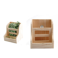 HKM-582739 Wooden Grass Rack and Food Box for Rabbits and Chinchillas - Space-Saving Design
