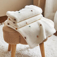 HKM-582867 Cotton Crocheted Air Conditioning Blanket in Spot Beige - Korean Style, All-Season Use
